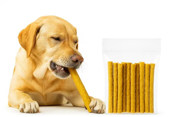 Yellow_And_Red_Raw_Hide_Munch_Treat_For_For_Dog