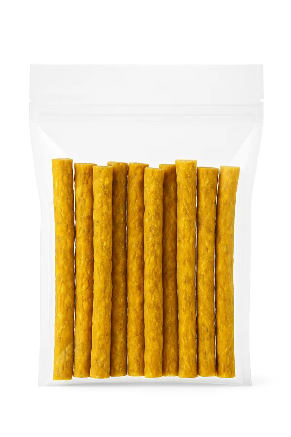 Yellow_And_Red_Raw_Hide_Munch_Treat_For_For_Dog