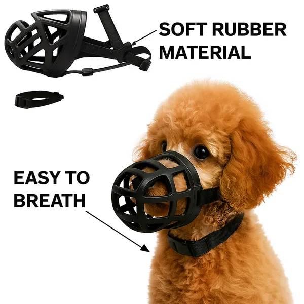 Black_Soft_Rubber_Dog_Cones_&_Muzzles_For_Small_Puppy