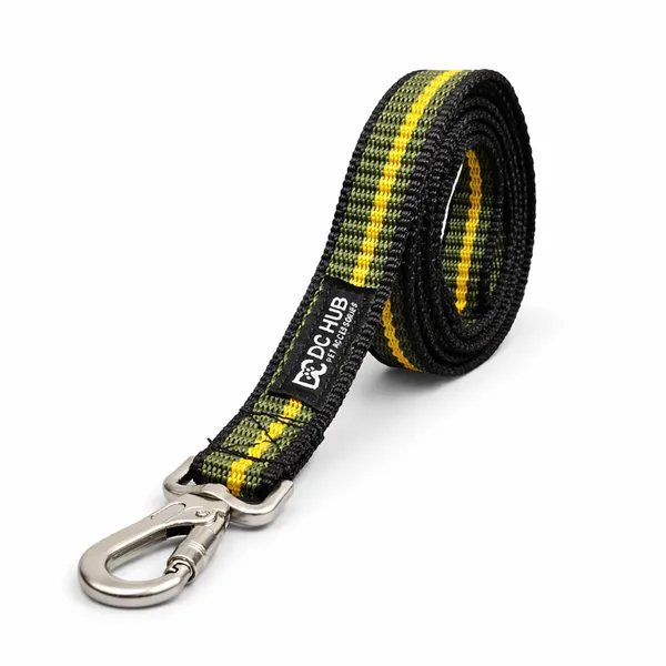 Strong_Polyester_Dog_Leash_&_Collar_Set_|_China_Imported_Heavy_Hook_|_Yellow_&_Green_Striped_|_Durable_for_Medium_&_Large_Dogs”