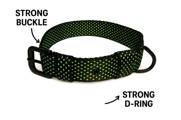 Green_Nylon_Dotted_Dog_Collar_For_Large_Dog_Like_,_Pitbull,_Rottweiler,_German_Etc
