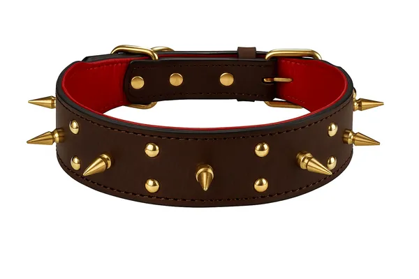 Luxury_Leather_Dog_Collar,_Brown_with_Gold_Spikes,_Premium_Wide_Band,_Adjustable_Double-Layered_Design_with_Red_Interior