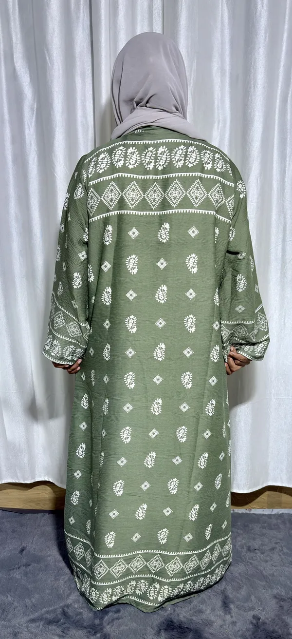Green_Cotton_Blend_Printed_Abaya_For_Women