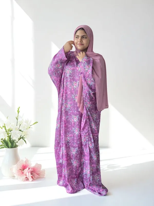 Purple_Cotton_Blend_Floral_Print_Abaya_For_Women