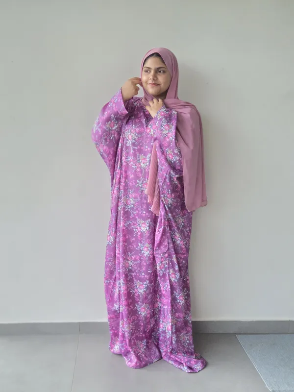 Purple_Cotton_Blend_Floral_Print_Abaya_For_Women