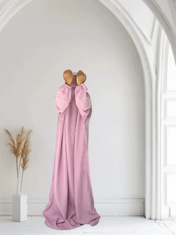 Pink_Crepe_Solid_Abaya_With_Hijab_For_Baby_Girls