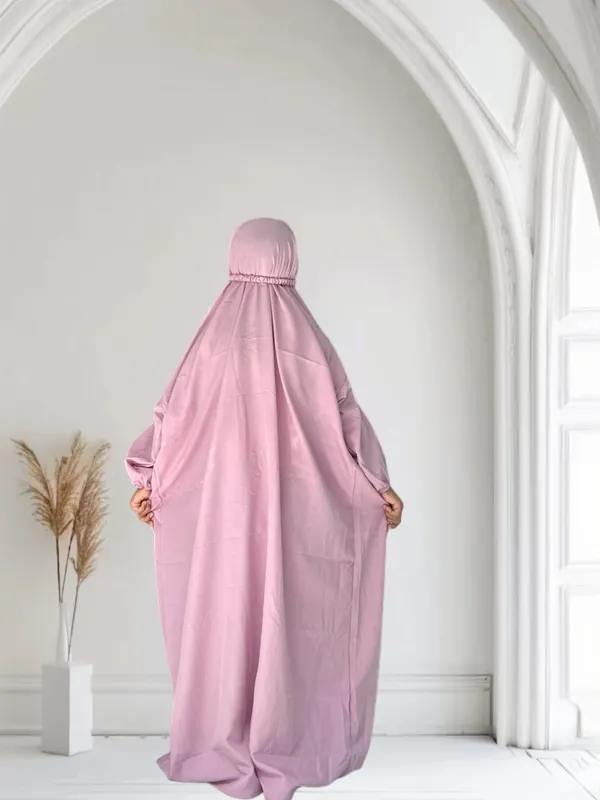 Pink_Crepe_Solid_Abaya_With_Hijab_For_Baby_Girls