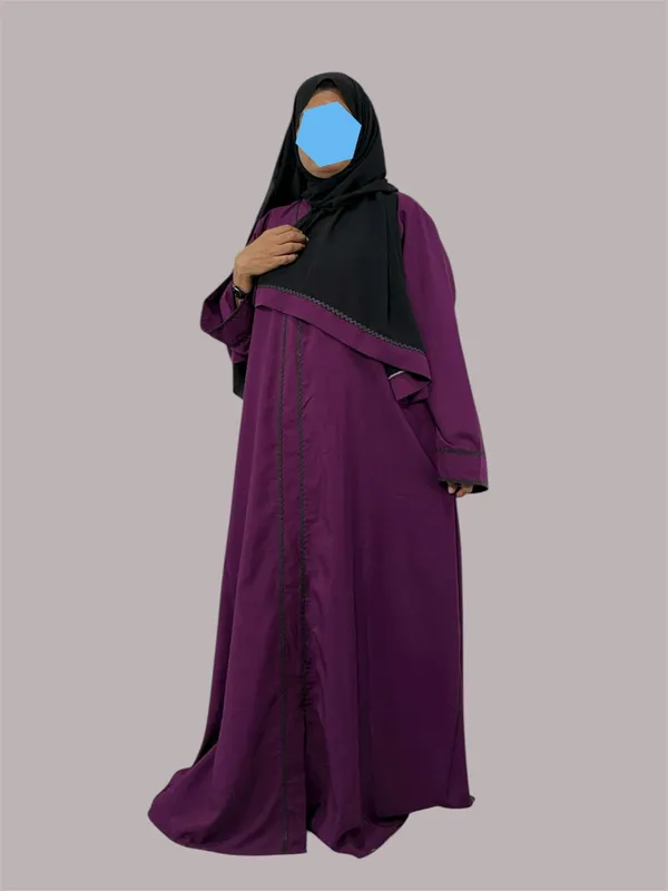 Abaya_for_women_In_Purple_Colour_and_Lace_With_Shawl