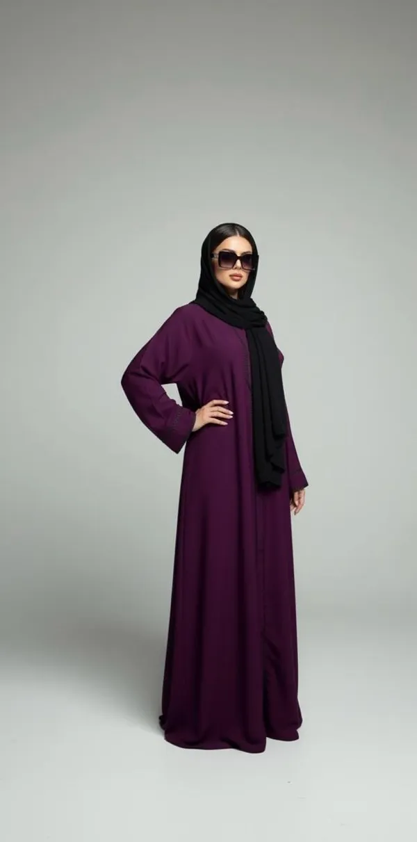 Abaya_for_women_In_Purple_Colour_and_Lace_With_Shawl