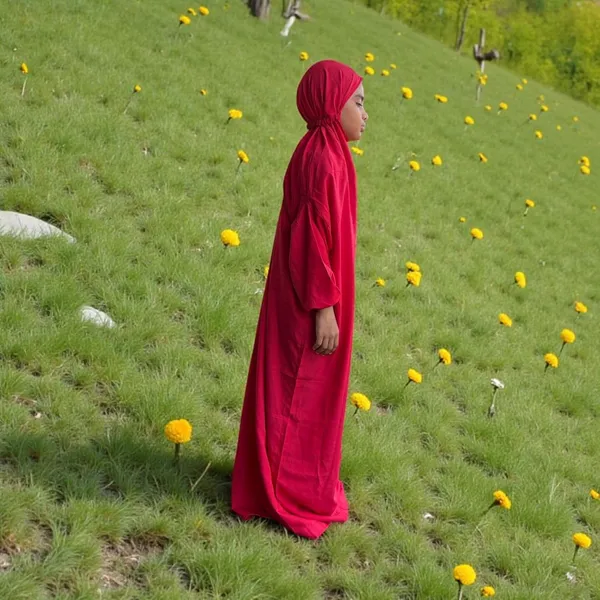 Red_crepe_Premium_Quality_Hijab_For_Women_kids_prayer_dress
