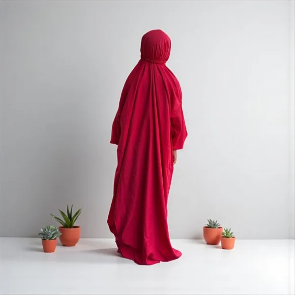 Red_crepe_Premium_Quality_Hijab_For_Women_kids_prayer_dress