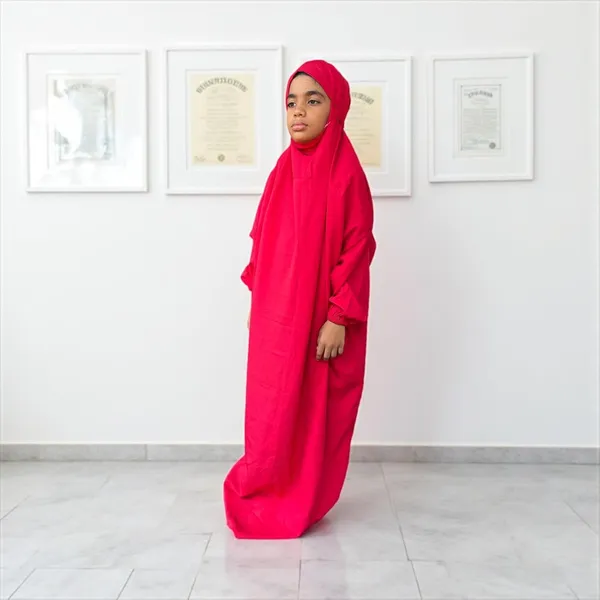 Red_crepe_Premium_Quality_Hijab_For_Women_kids_prayer_dress