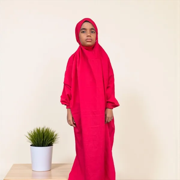 Red_crepe_Premium_Quality_Hijab_For_Women_kids_prayer_dress