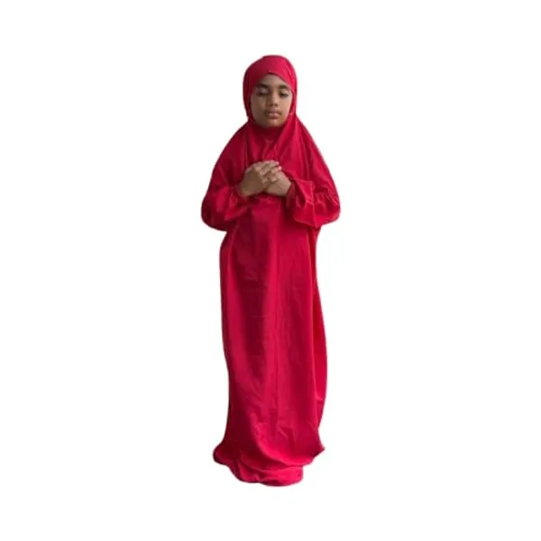 Red_crepe_Premium_Quality_Hijab_For_Women_kids_prayer_dress