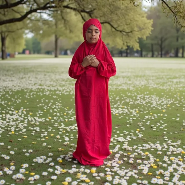 Red_crepe_Premium_Quality_Hijab_For_Women_kids_prayer_dress