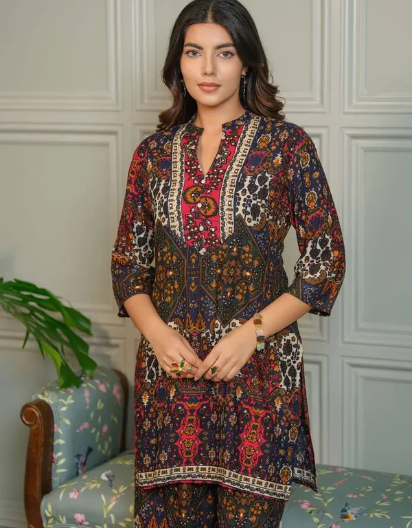 Multicolor_Silk_Bland_Co-Ord_Set_For_Women