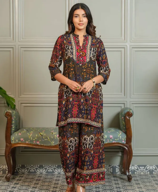 Multicolor_Silk_Bland_Co-Ord_Set_For_Women