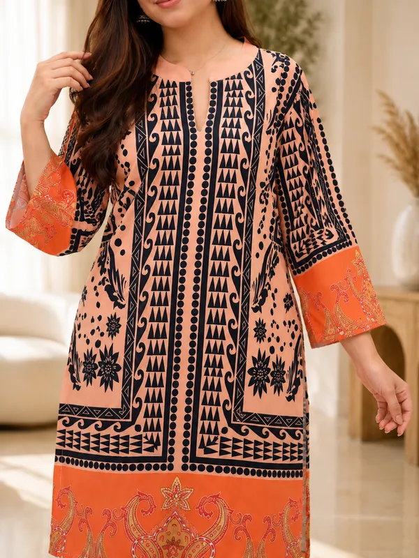 Women’s_Black_Orange_Geometric_Printed_Silk_Blend_Co-Ord_Set