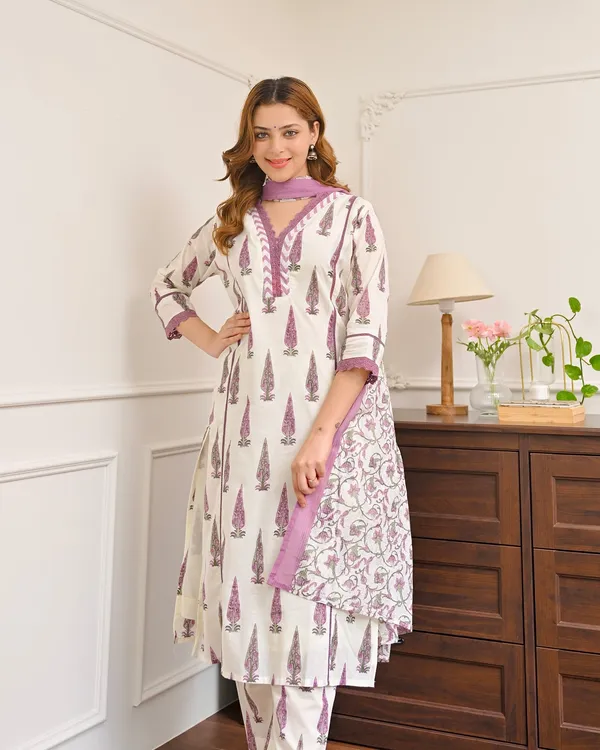 Orchid_Bloom_Leaf_Premium_Cotton_Kurta_Pant_Dupatta_Set_for_Women