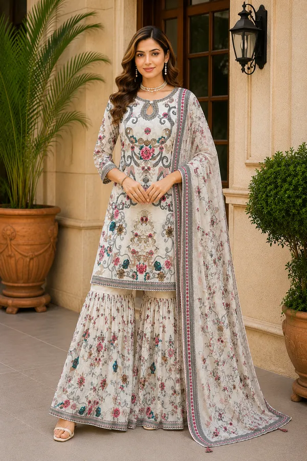 Off_White_Silk_Crepe_Printed_Kurta_Sharara_Dupatta_Set