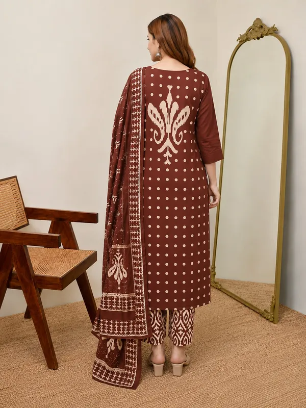Rust_Brown_Cotton_Kalamkari_Print_Kurta_Set_with_Dupatta_for_Women