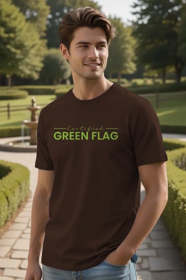 Certified_green_flag_T-shirt,_positive_typography_T-shirt,_unisex_cotton_T-shirt,_regular_fit_half_sleeve_tee,_bio_washed_cotton_T-shirt,_pre_shrunk_T-shirt,_casual_streetwear_T-shirt