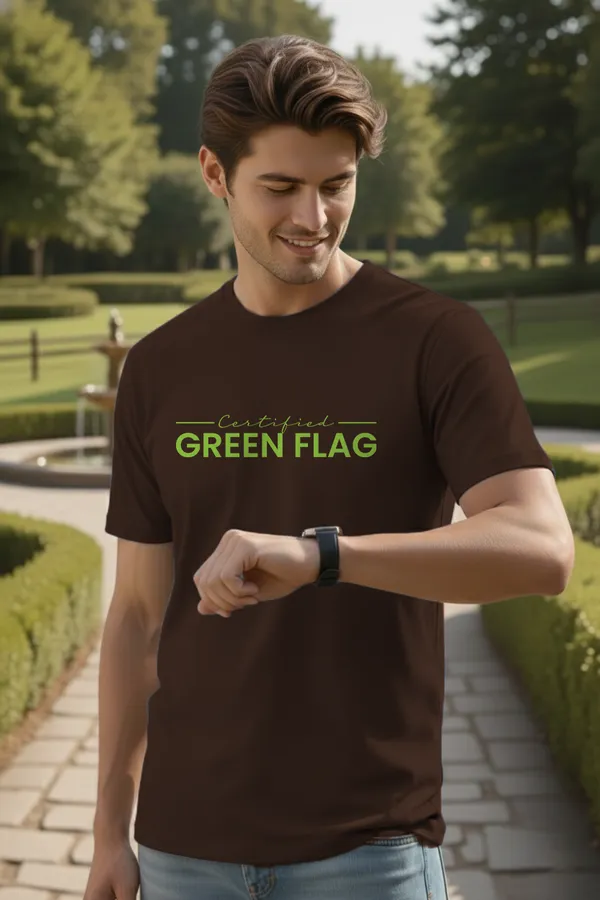 Certified_green_flag_T-shirt,_positive_typography_T-shirt,_unisex_cotton_T-shirt,_regular_fit_half_sleeve_tee,_bio_washed_cotton_T-shirt,_pre_shrunk_T-shirt,_casual_streetwear_T-shirt