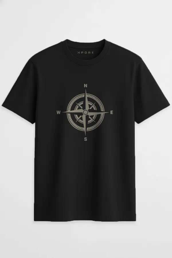 Compass_Half_Sleeve_Regular_Fit_Unisex_T-Shirt_|_100%_Cotton_|_Bio-Washed_|_Pre-Shrunk_|_Soft_&_Comfortable