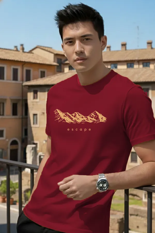 Escape_Mountain_Regular_Fit_Unisex_Half_Sleeve_T-Shirt_|_100%_Cotton_|_Bio-Washed_|_Pre-Shrunk_|_Soft_&_Comfortable