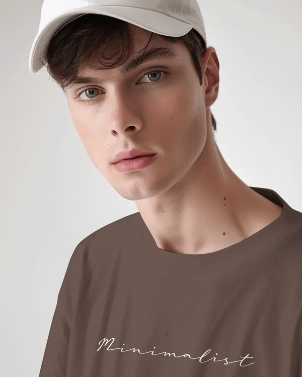 Brown_Pure_Cotton_Round_Neck_Typography_Half_Sleeve_T-Shirt_For_Men