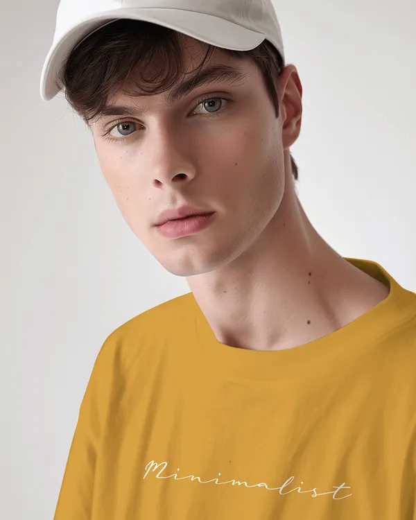Yellow_Pure_Cotton_Round_Neck_Typography_Half_Sleeve_T-Shirt_For_Men