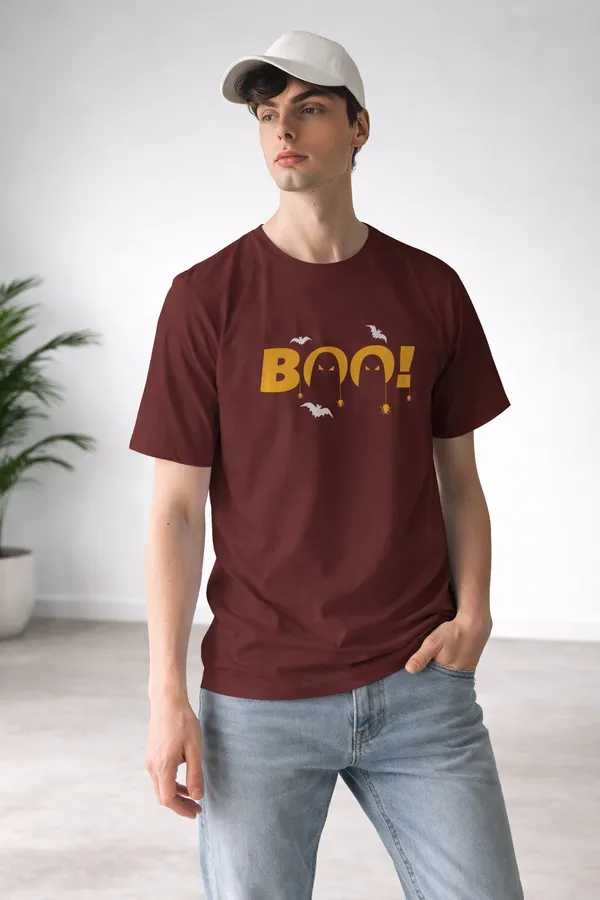 Maroon_Cotton_Blend_Round_Neck_Graphic_Print_Half_Sleeve_T-Shirt_For_Men