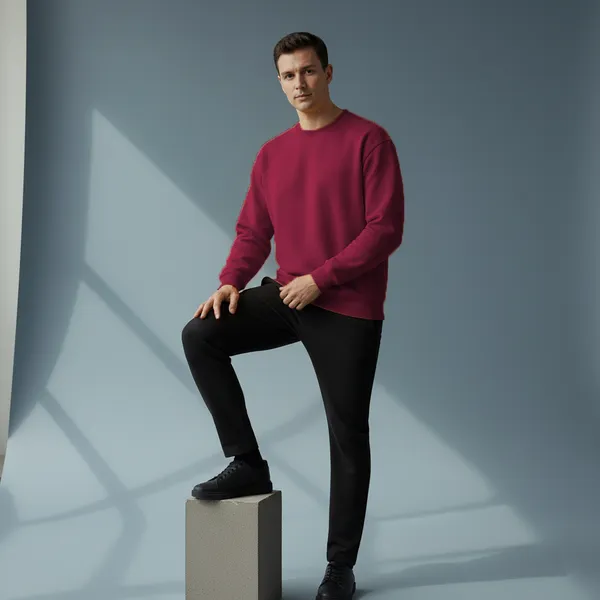 Maroon_Premium_Solid_Sweatshirt_350_Gsm_Heavyweight_100%_Cotton_|_Warm_&_Ultra-Soft_Winter_Wear