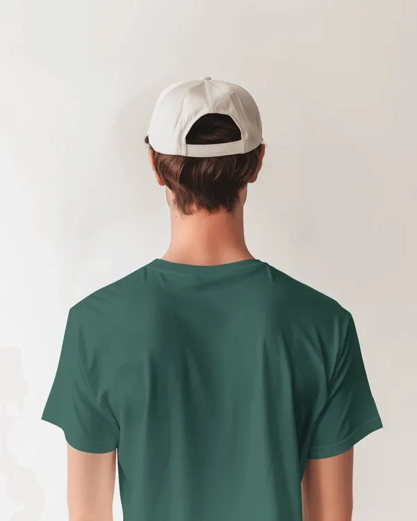 Green_Cotton_Blend_Round_Neck_Graphic_Print_Half_Sleeve_T-Shirt_For_Men