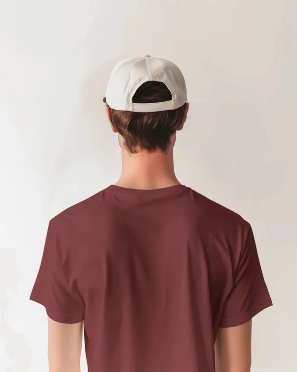 Maroon_Pure_Cotton_Round_Neck_Graphic_Print_Half_Sleeve_T-Shirt_For_Men