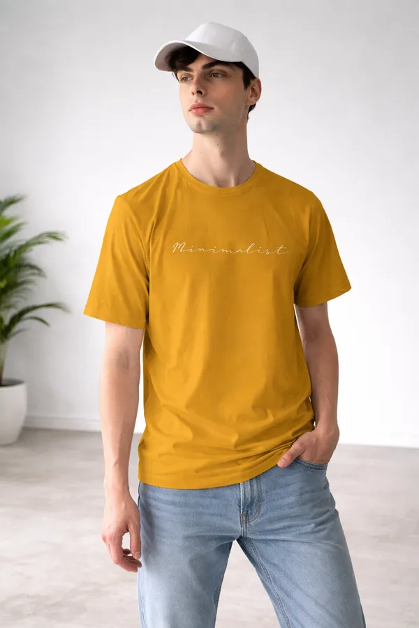 Yellow_Pure_Cotton_Round_Neck_Typography_Half_Sleeve_T-Shirt_For_Men