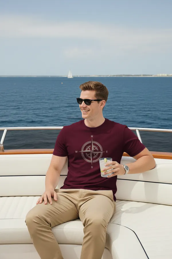 Compass_Half_Sleeve_Regular_Fit_Unisex_T-Shirt_|_100%_Cotton_|_Bio-Washed_|_Pre-Shrunk_|_Soft_&_Comfortable