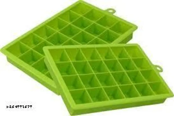 Green_24_Grid_Silicone_Ice_Cube_Tray_Mold_For_Freezer_2_Pcs_-_Green_(Pack_Of_2)