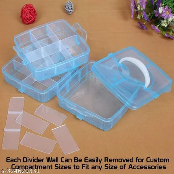 Blue_3_Layers_18_Grid_Plastic_Transparent_Jewelry/Makeup/Cosmetic_Storage_Box_Portable_Jewelry_Box_Accessories_For_Earrings_Ring