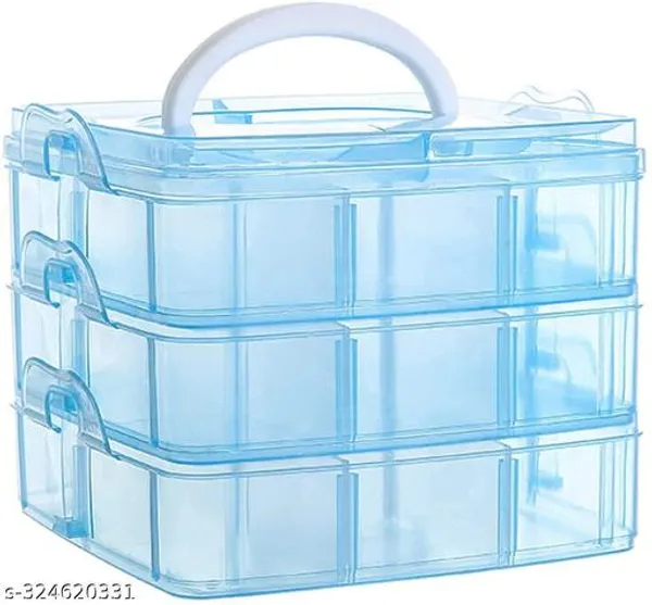 Blue_3_Layers_18_Grid_Plastic_Transparent_Jewelry/Makeup/Cosmetic_Storage_Box_Portable_Jewelry_Box_Accessories_For_Earrings_Ring