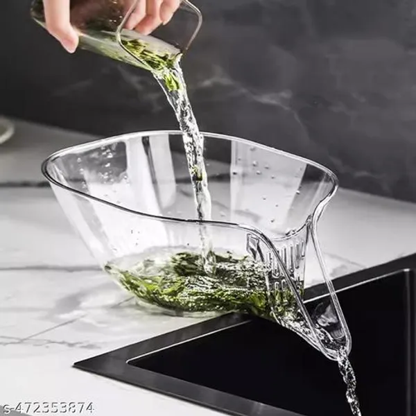 White_Transparent_Multi-Purpose_Strainer_Or_Washer_Bowl_For_Rice_Fruits_&_Vegetable_Rice_Bowl_Color_May_Vary