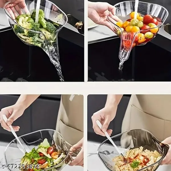 White_Transparent_Multi-Purpose_Strainer_Or_Washer_Bowl_For_Rice_Fruits_&_Vegetable_Rice_Bowl_Color_May_Vary