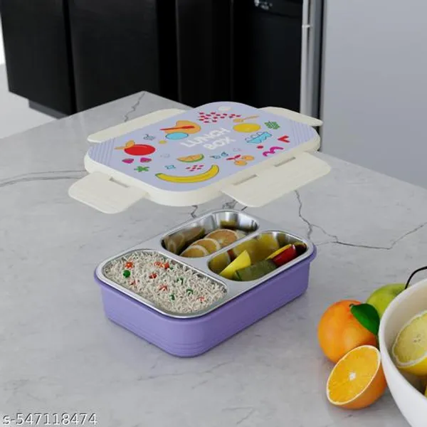 Multicolor_New_Sticker_Design_3_Different_Color_1_Pcs_Stainless_Steel_3-Compartment_Lunch_Box_With_Leak-Proof_Lid_–_Bpa-Free