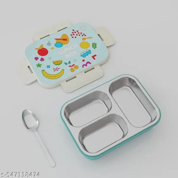 Multicolor_New_Sticker_Design_3_Different_Color_1_Pcs_Stainless_Steel_3-Compartment_Lunch_Box_With_Leak-Proof_Lid_–_Bpa-Free