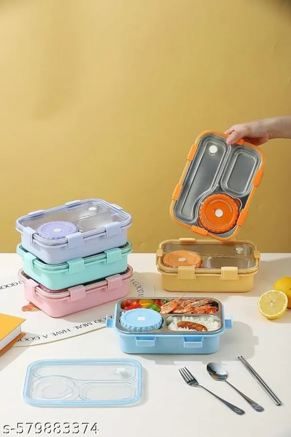 Multicolor_Koikoi_Lunch_Box_3_Compartment_Leak-Proof_Bpa_Free_Stainless_Steel_(Pack_Of_6)