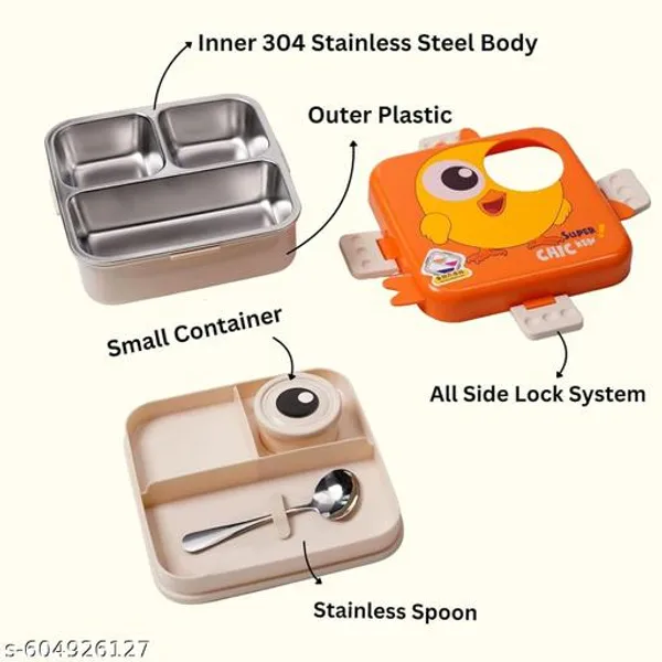 Orange_Premium_5-Compartment_Chicken_Lunch_Box_For_Kids
