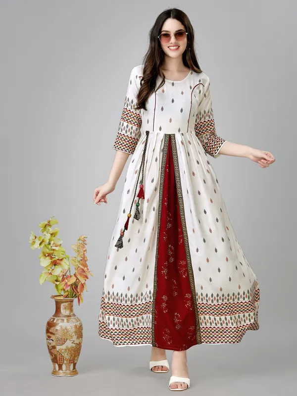 White_White_Self_Design_Anarkali_Kurta_For_Women