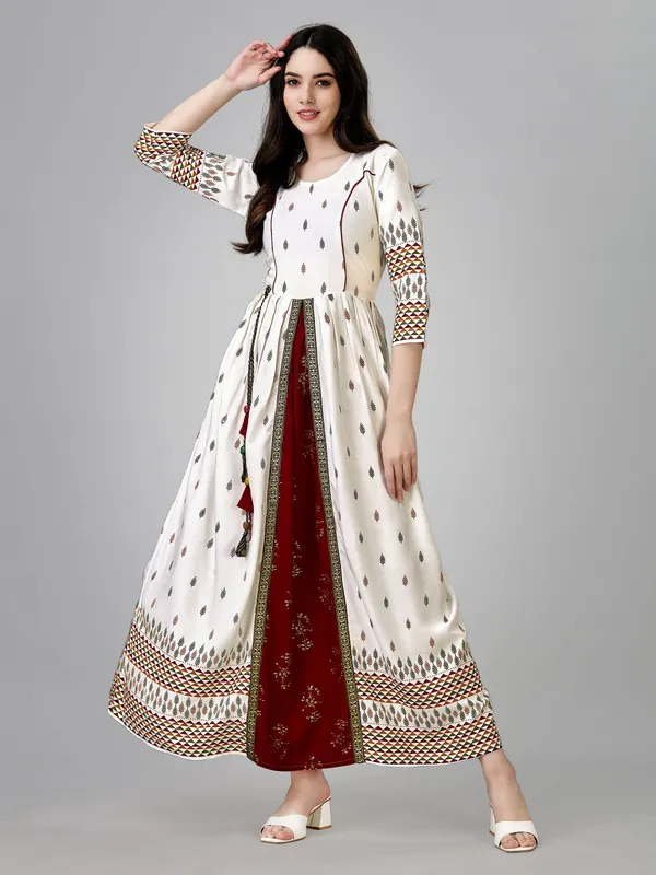 White_White_Self_Design_Anarkali_Kurta_For_Women