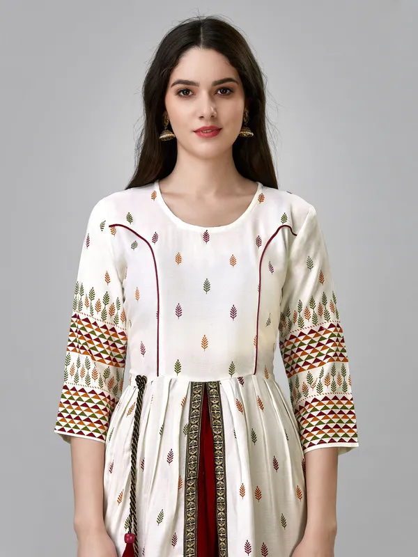 White_White_Self_Design_Anarkali_Kurta_For_Women