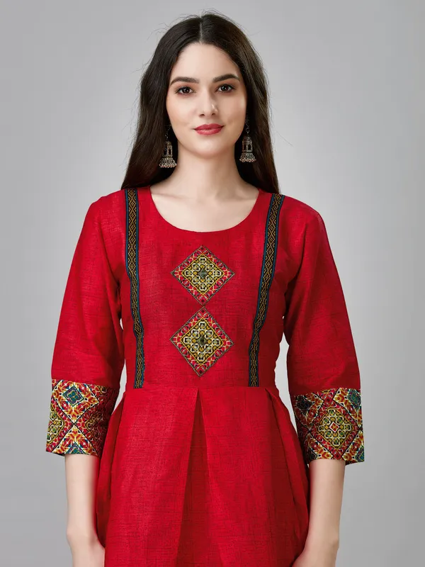 Red_Red_Embroidered_Anarkali_Kurta_For_Women